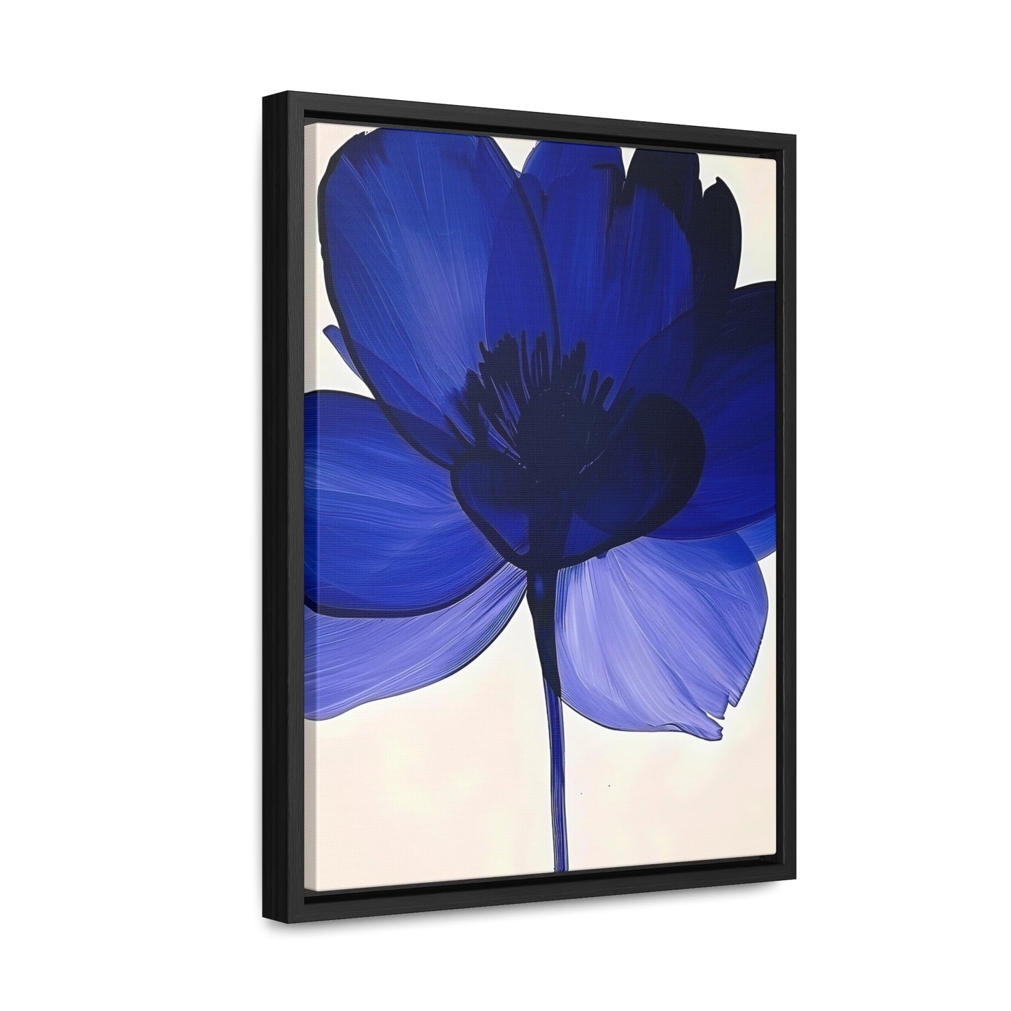 Floral Gallery Canvas Wrap Painting | Indigo Flower Canvas Painting | Indigo Blue Foral Artwork