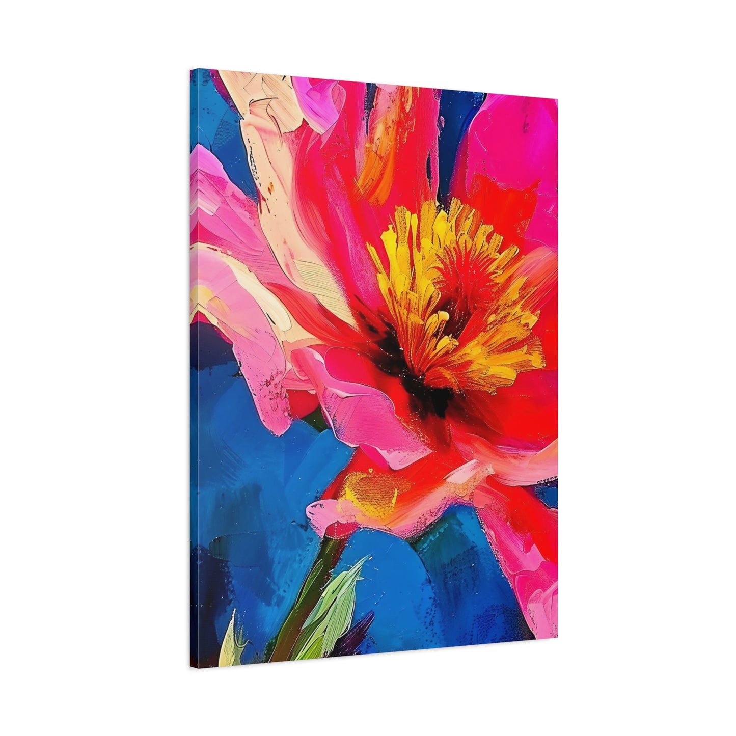 Floral Matte Canvas Painting | Large Pink Flower Painting | Maximalism Floral Artwork