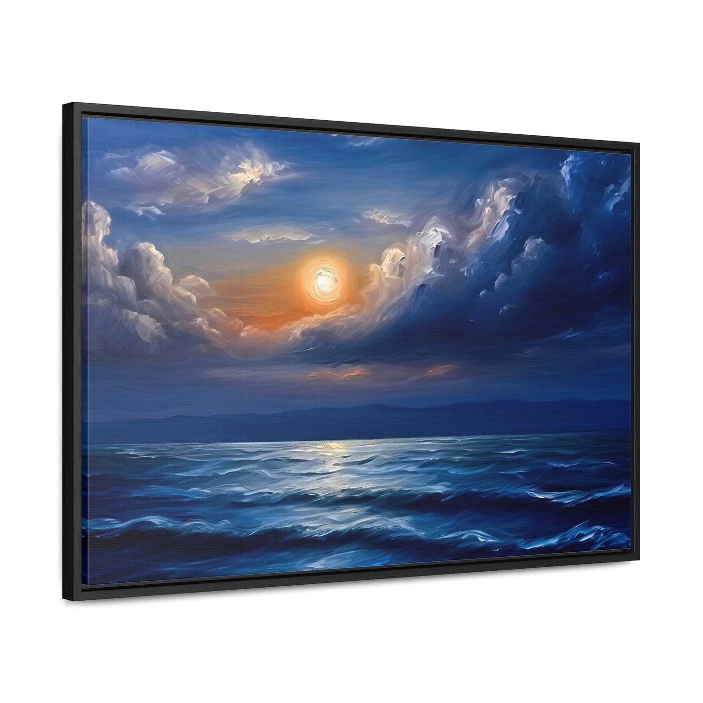 Blue Seas Landscape Gallery Canvas Wrap Painting, Tranquil Nautical Landscape Artwork