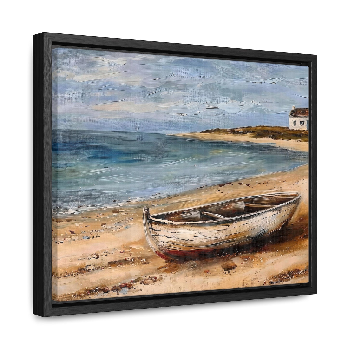 Landscape Boat on Shore Gallery Canvas Wrap | Nautical Landscape Artwork