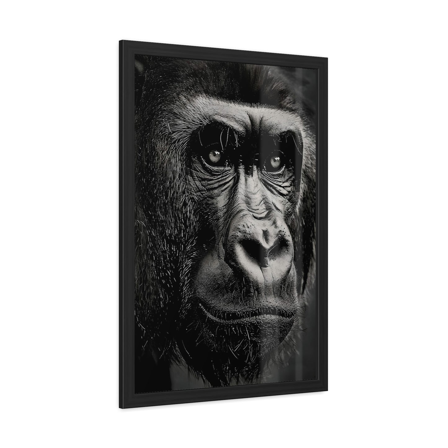 Black and White Gorilla Framed Poster | Monochrome Gorilla Artwork | Monochrome Animal Poster