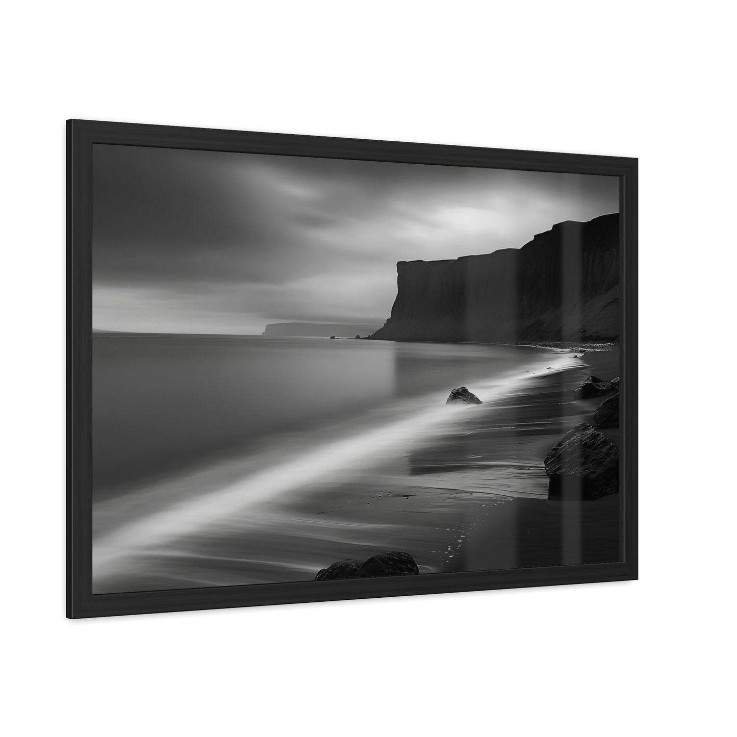 Black and Whtie Beach Framed Poster | Black and White Beach Landscape Photography