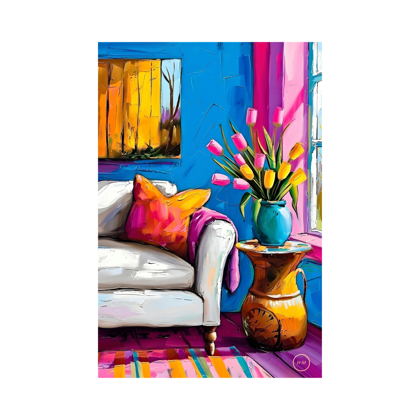 Contemporary Living Painting | Colorful Contemporary Living Artwork