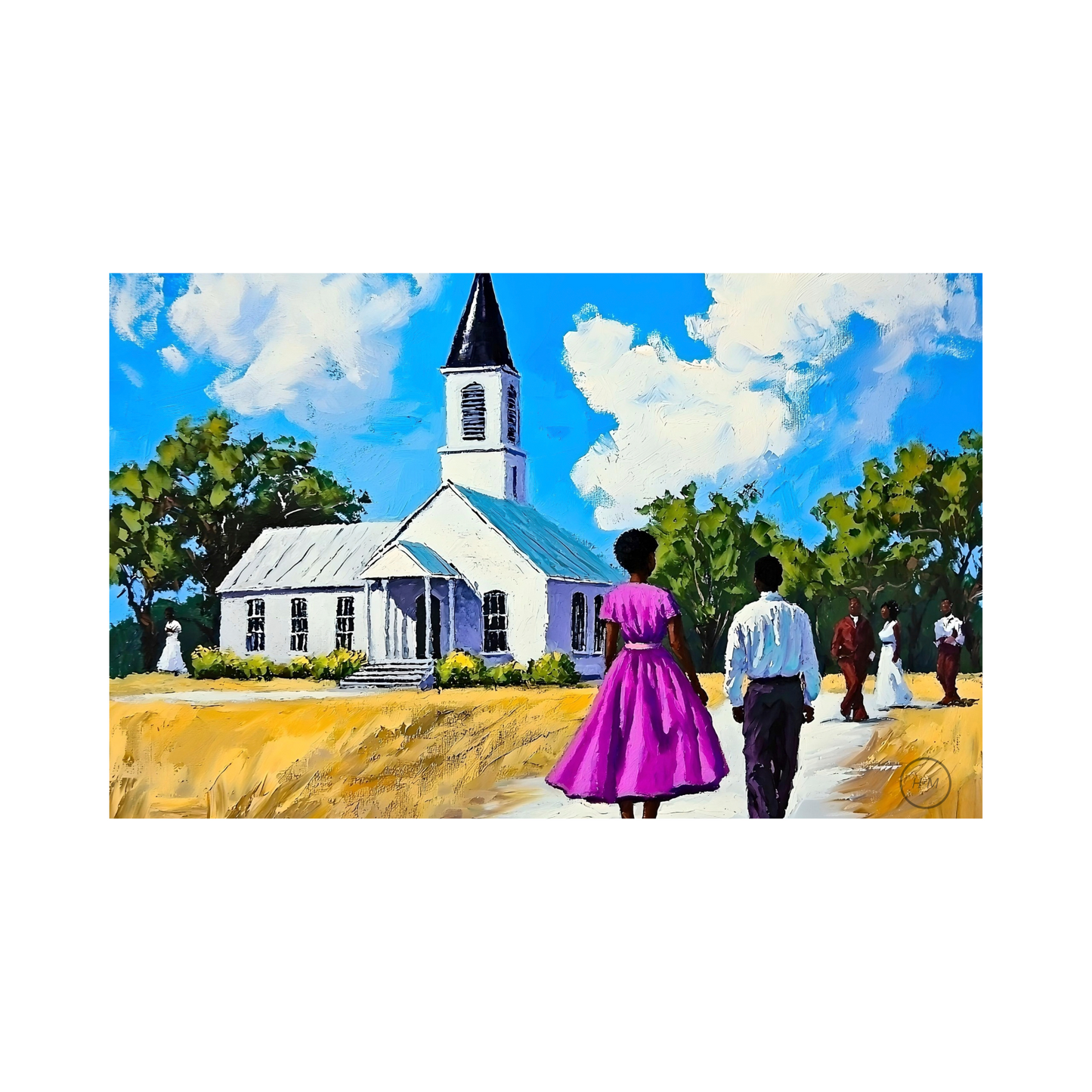 Digital Download | African American Religious Artwork | Sunday Meeting Painting | Black Christian Art