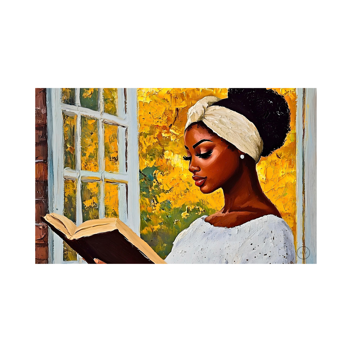 Digital Download | African American Portrait Painting | Black Woman Reading Artwork