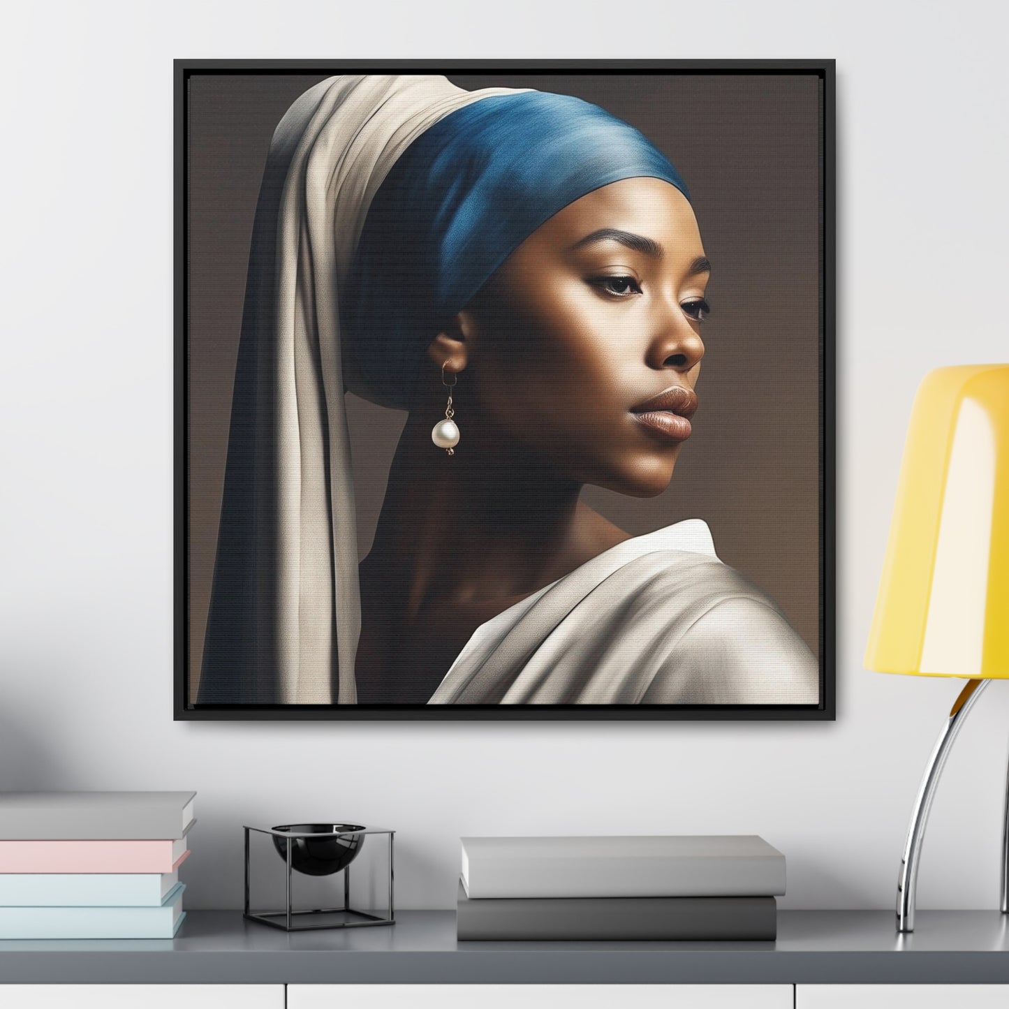 African American Historical Artwork | Black Girl with the Earring Canvas Painting | Large Canvas Artwork