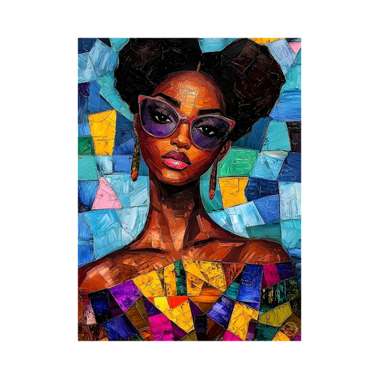 Black Woman Mosaic Painting | Contemporary African American Portrait Painting