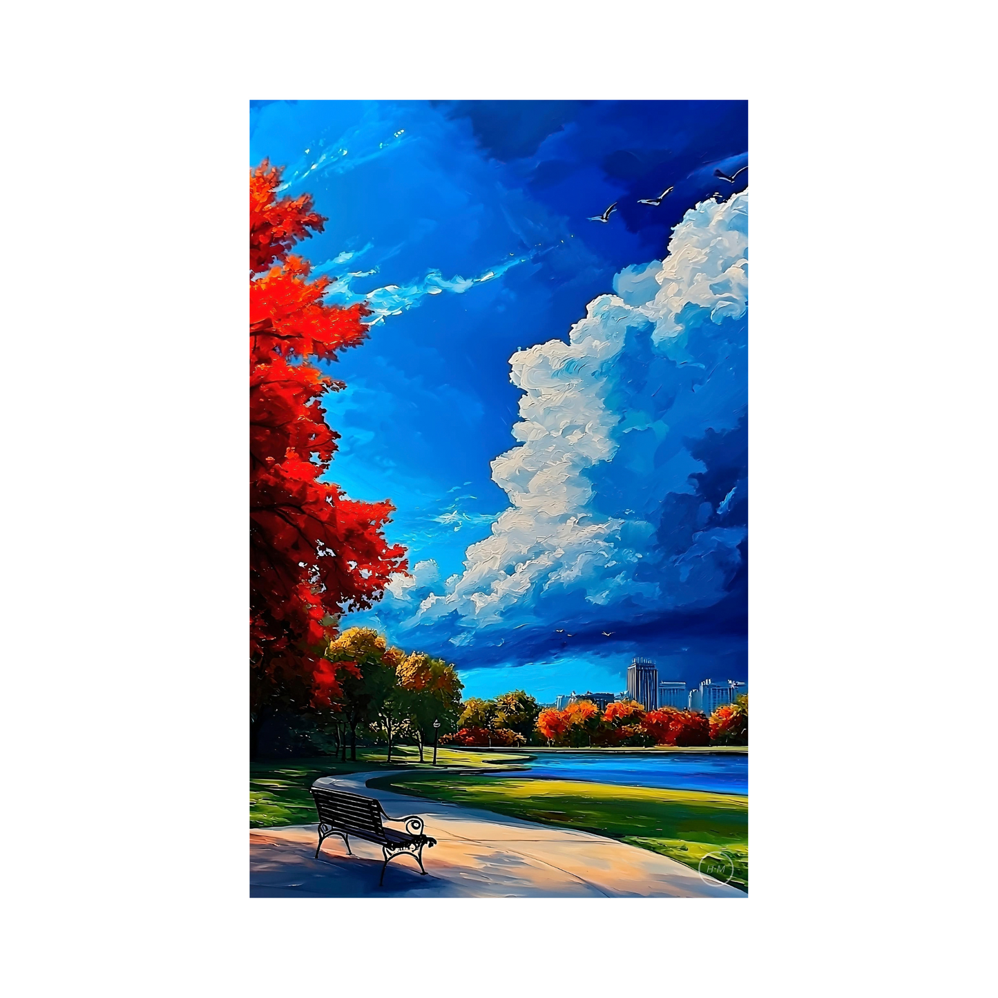 Before the Storm Landscape Painting | Park Landscape Artwork