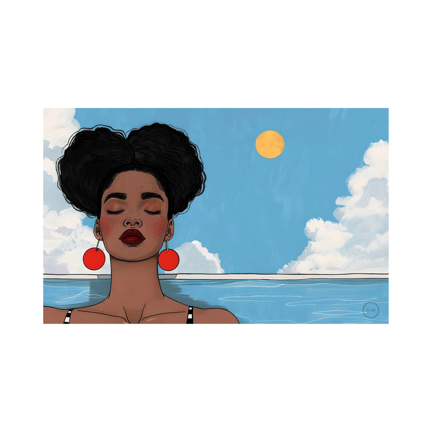 Digital Download | African American Woman Illustration | Just Breathe | Black Woman Summer Illustration