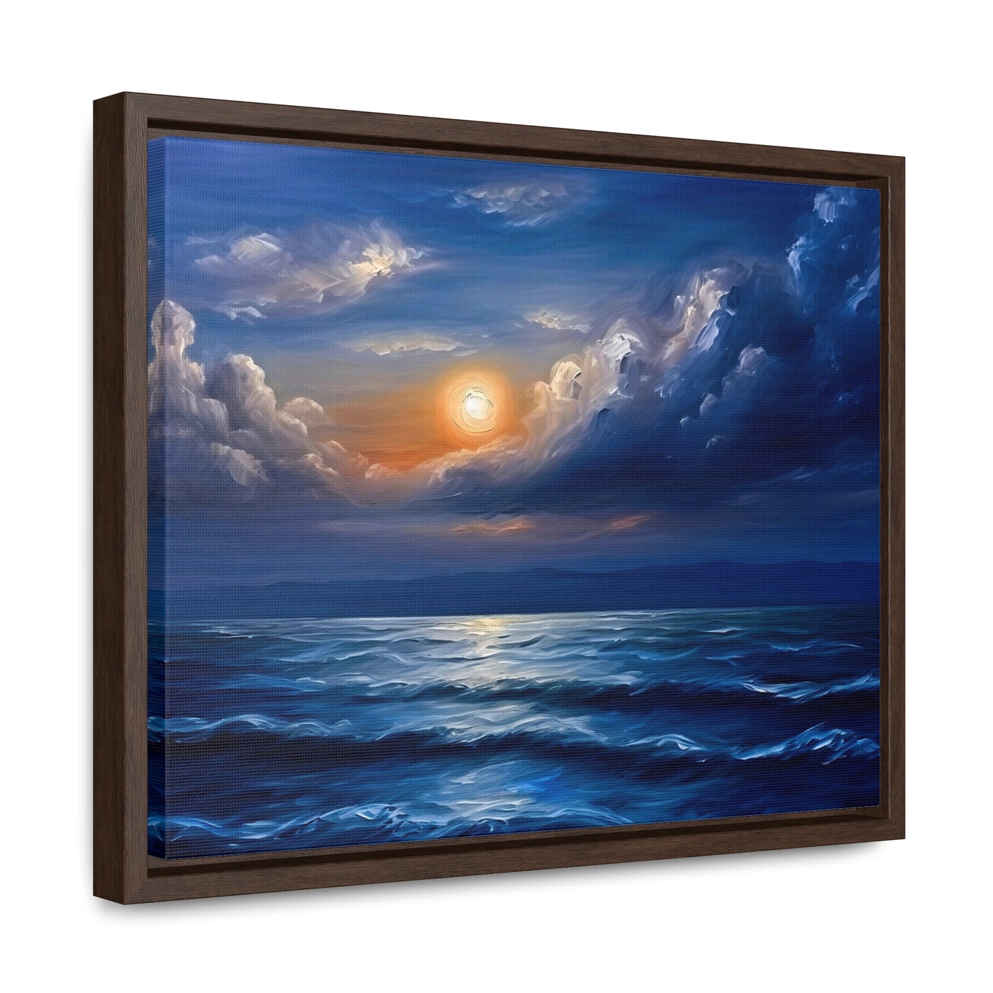 Blue Seas Landscape Gallery Canvas Wrap Painting, Tranquil Nautical Landscape Artwork