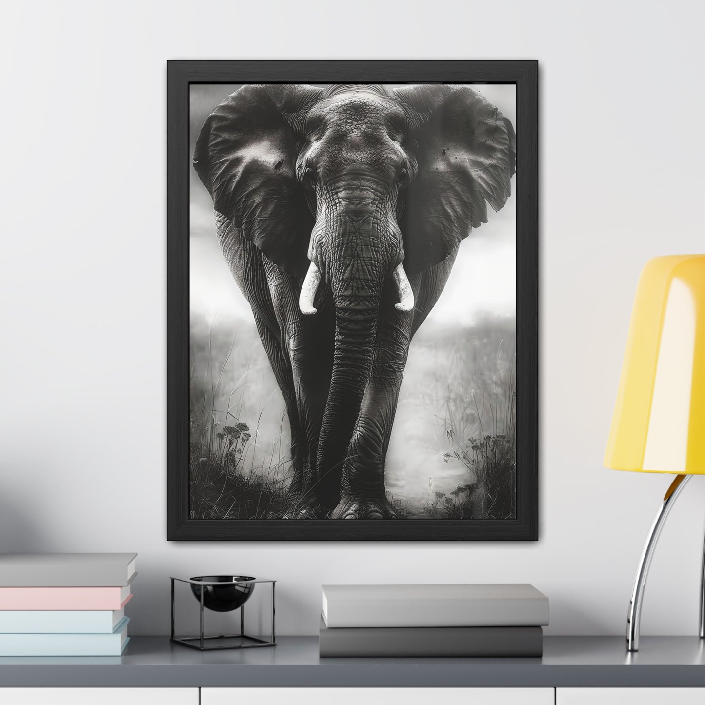 Black and White Elephant Framed Poster | Elephant Framed Poster