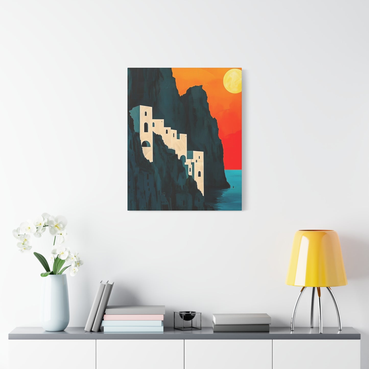 Abstract Canvas Painting | Colorful High Cliff Abstract Artwork | Futuristic Abstract Artwork