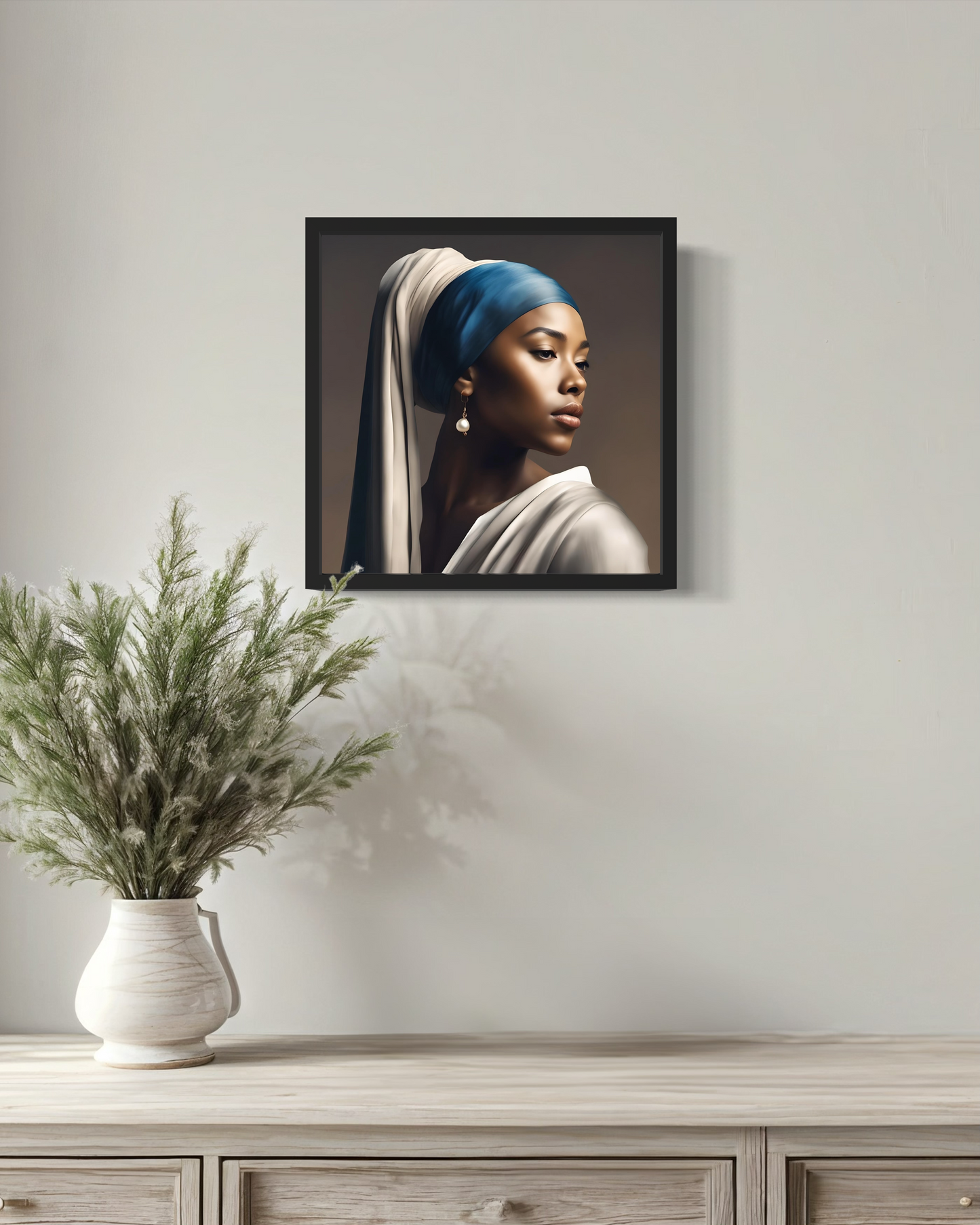 African American Historical Artwork | Black Girl with the Earring Canvas Painting | Large Canvas Artwork