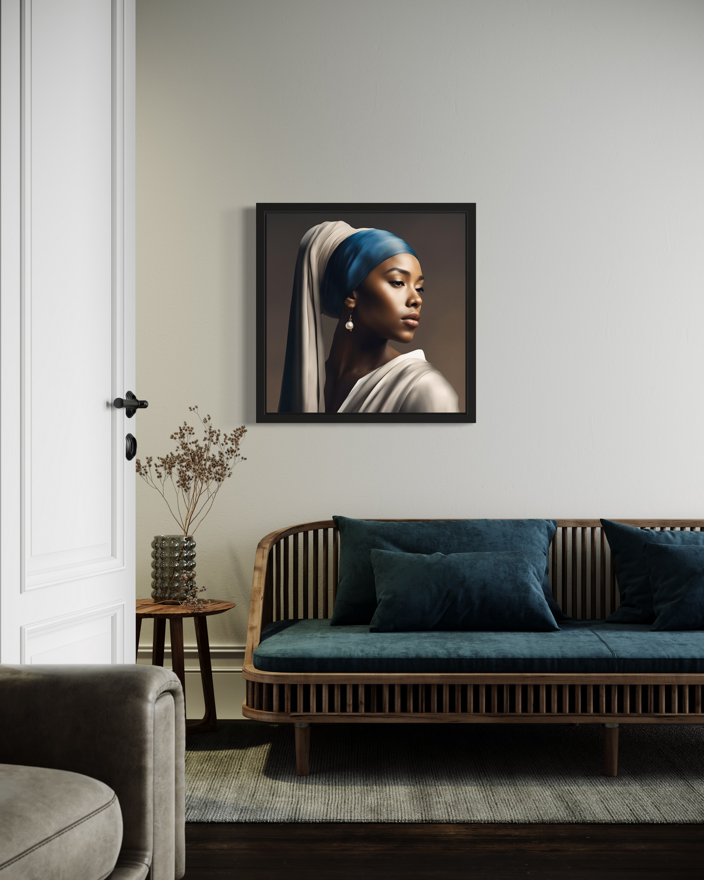 African American Historical Artwork | Black Girl with the Earring Canvas Painting | Large Canvas Artwork