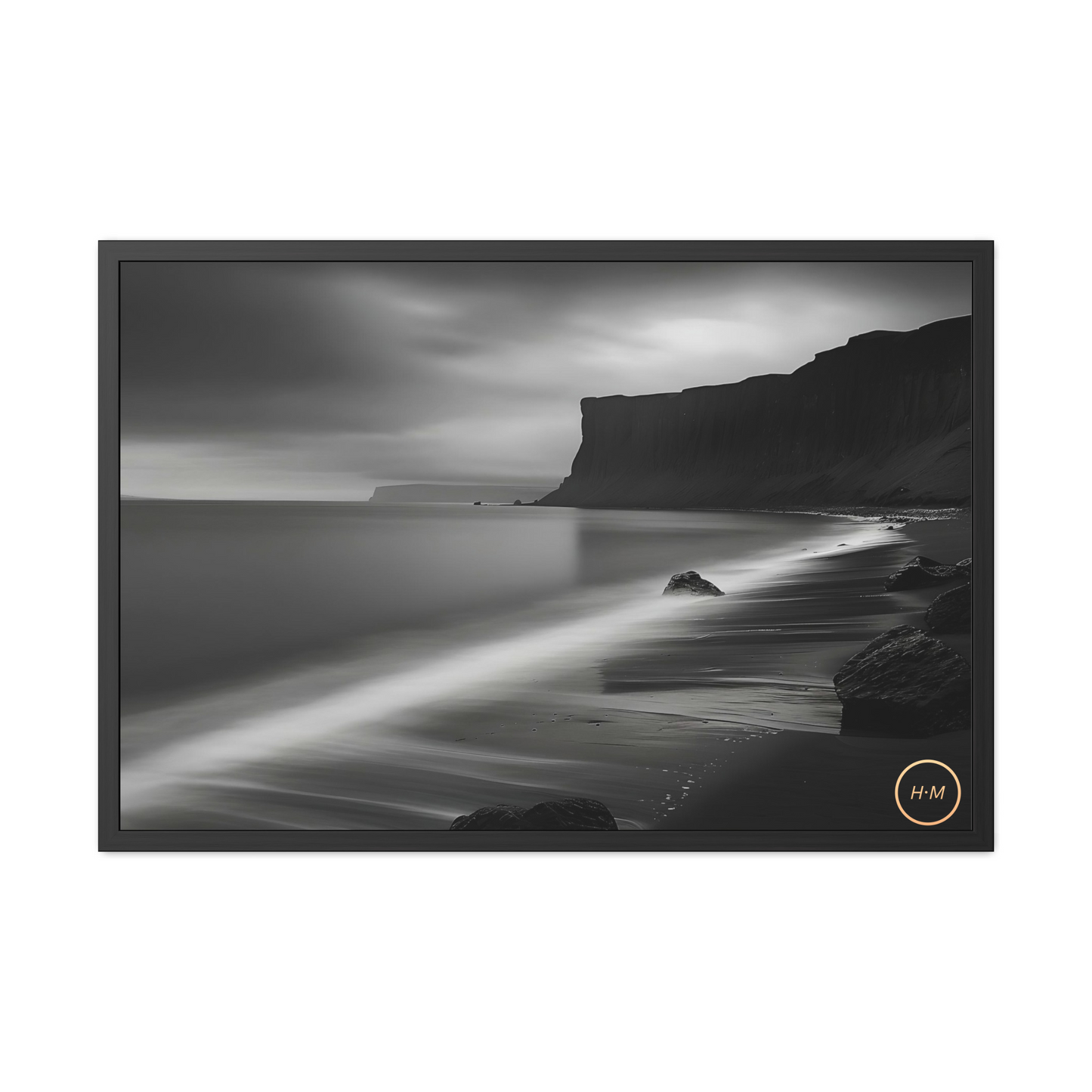 Black and Whtie Beach Framed Poster | Black and White Beach Landscape Photography