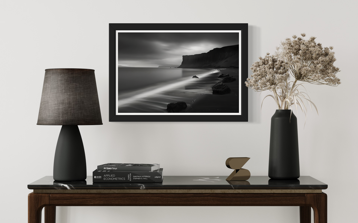 Black and Whtie Beach Framed Poster | Black and White Beach Landscape Photography