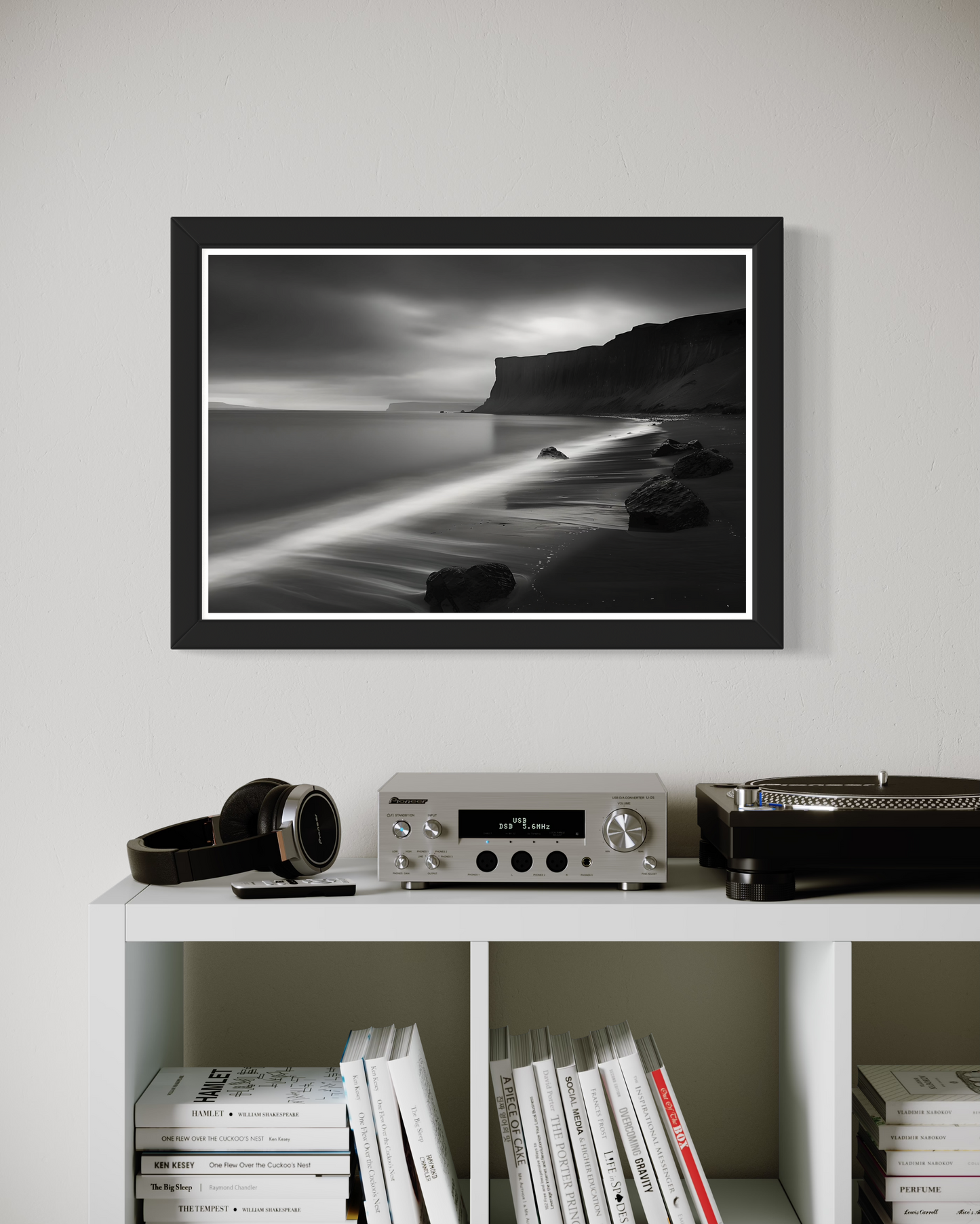 Black and Whtie Beach Framed Poster | Black and White Beach Landscape Photography