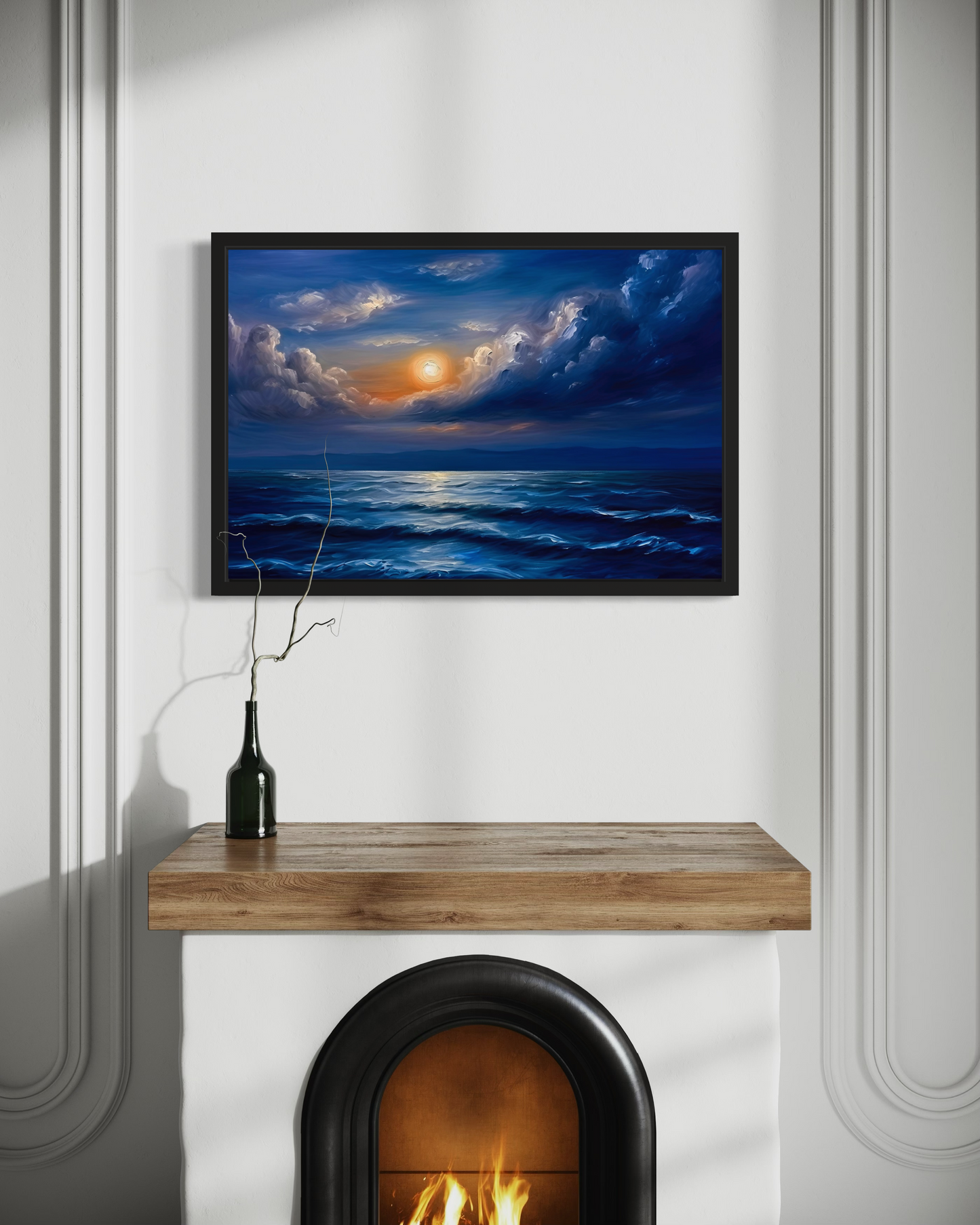 Blue Seas Landscape Gallery Canvas Wrap Painting, Tranquil Nautical Landscape Artwork