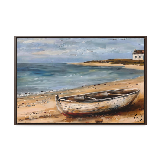 Landscape Boat on Shore Gallery Canvas Wrap | Nautical Landscape Artwork