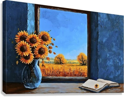 Floral Landscape Painting | Sunflower Artwork | Fall Sunflower Painting