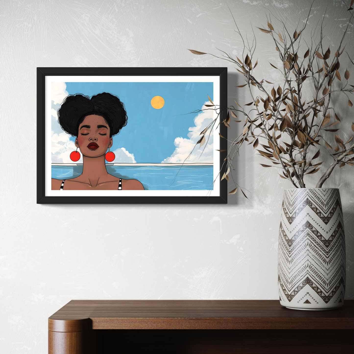 Digital Download | African American Woman Illustration | Just Breathe | Black Woman Summer Illustration