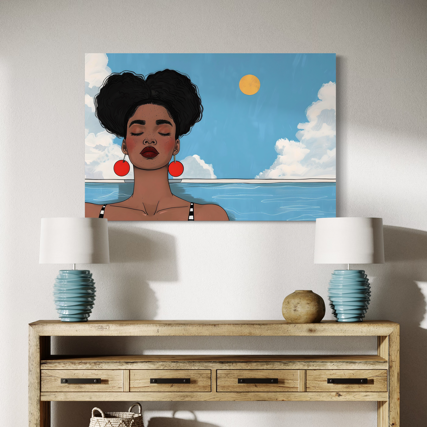 Digital Download | African American Woman Illustration | Just Breathe | Black Woman Summer Illustration