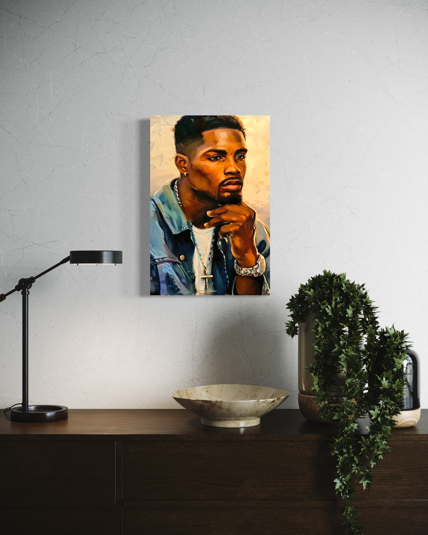 Casual Black Man Portrait Painting | African American Portait Artwork