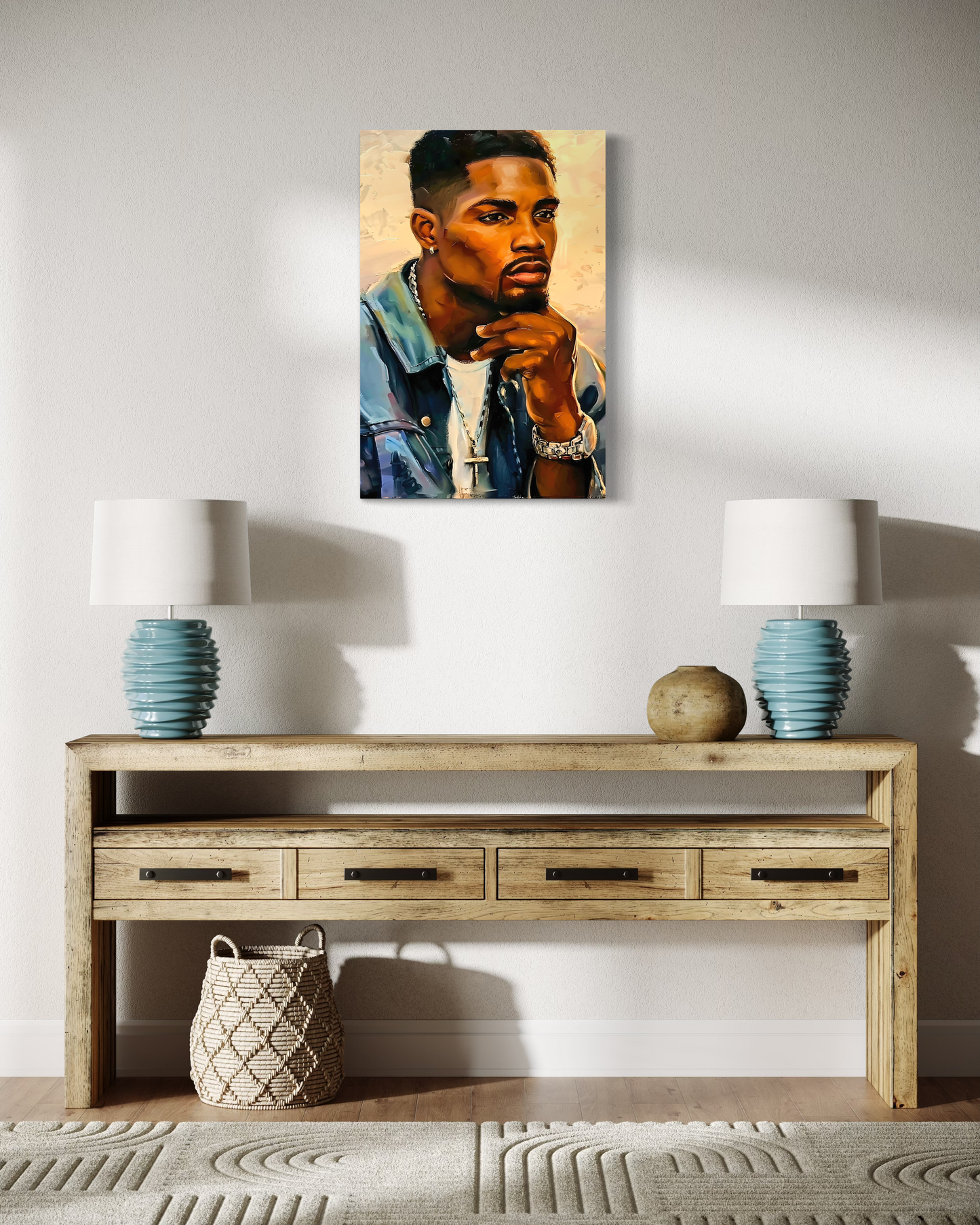 Casual Black Man Portrait Painting | African American Portait Artwork