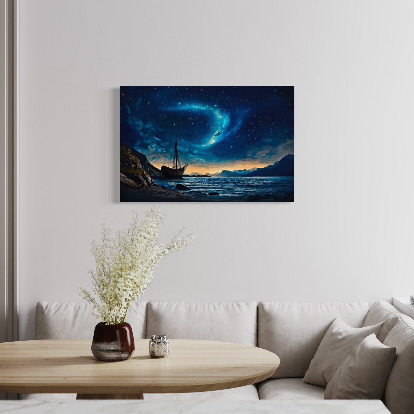 Celestial View Landscape Painting | Northern Lights Painting