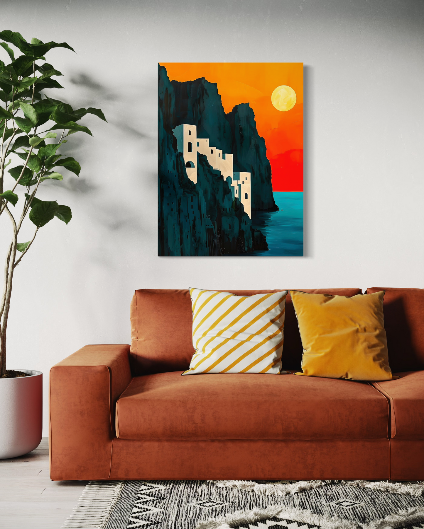 Abstract Canvas Painting | Colorful High Cliff Abstract Artwork | Futuristic Abstract Artwork