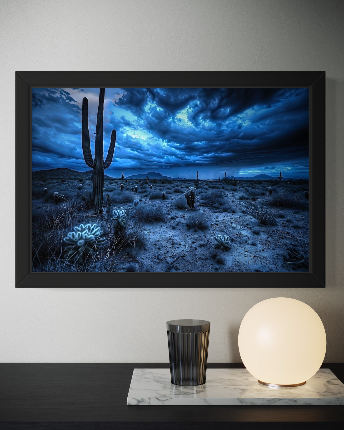 Night Desert Landscape Framed Posters