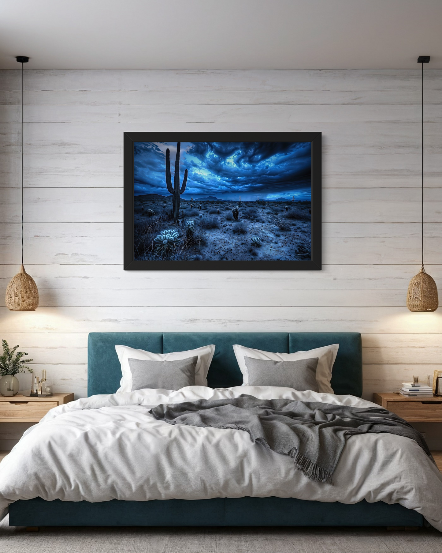 Night Desert Landscape Framed Posters