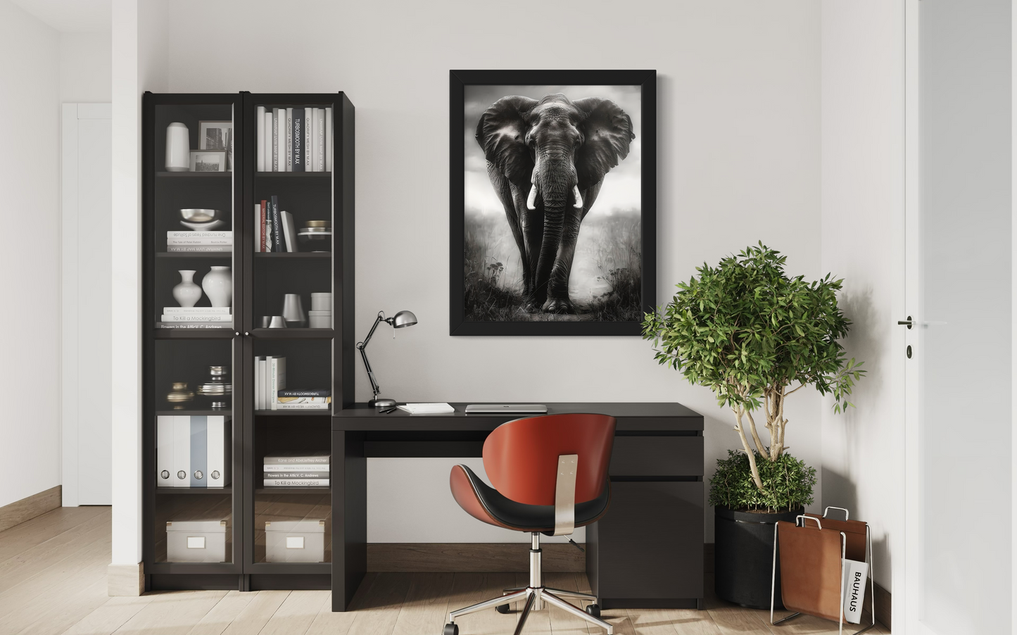 Black and White Elephant Framed Poster | Elephant Framed Poster