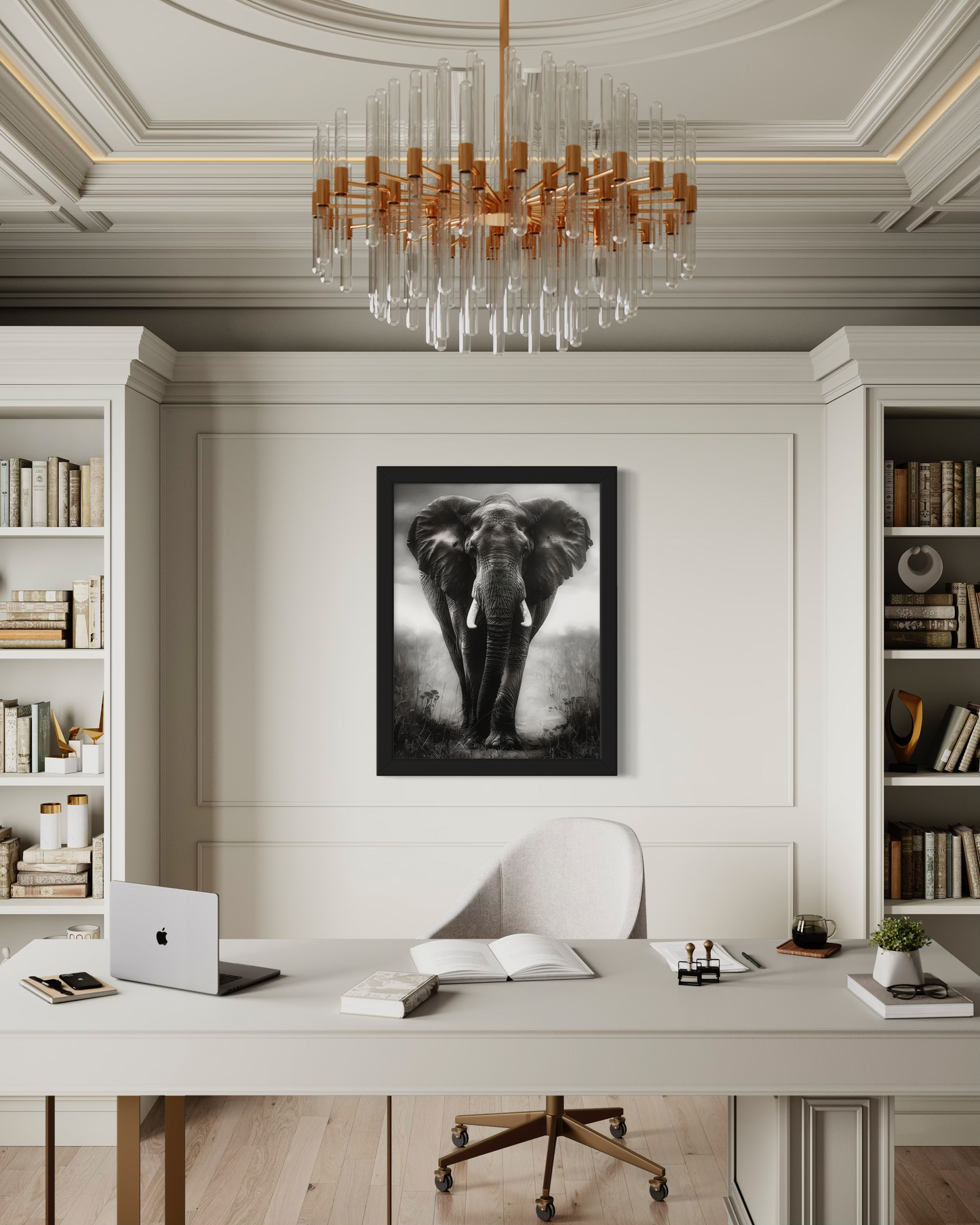 Black and White Elephant Framed Poster | Elephant Framed Poster