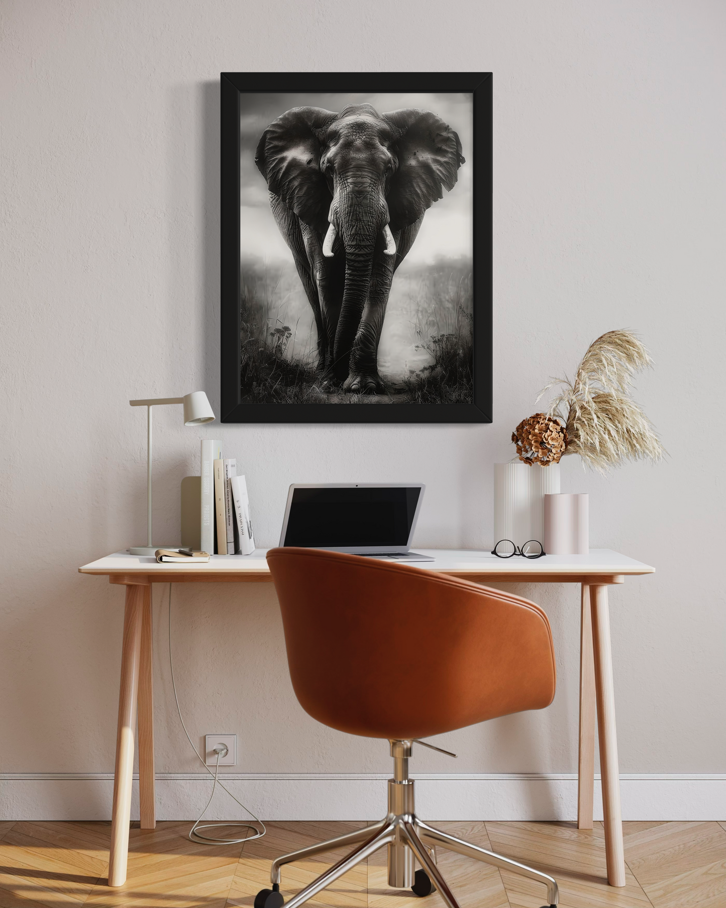 Black and White Elephant Framed Poster | Elephant Framed Poster