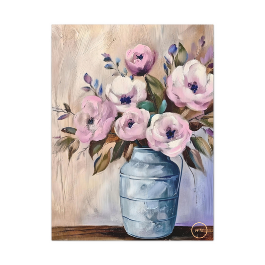 Floral Canvas Painting | Old Fashioned Flower en Vase Painting | Maximalism Floral Artwork