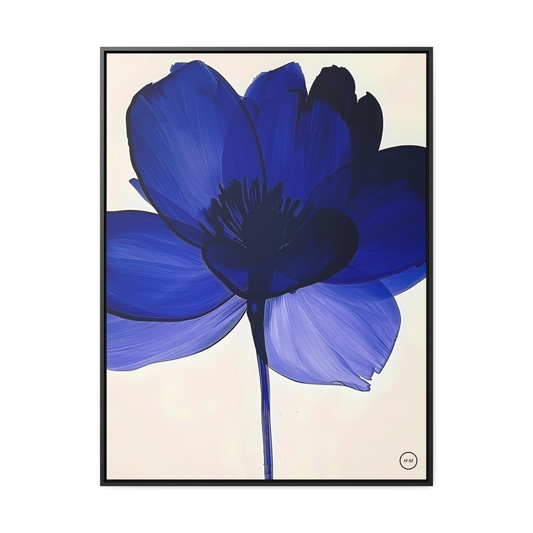 Floral Gallery Canvas Wrap Painting | Indigo Flower Canvas Painting | Indigo Blue Foral Artwork