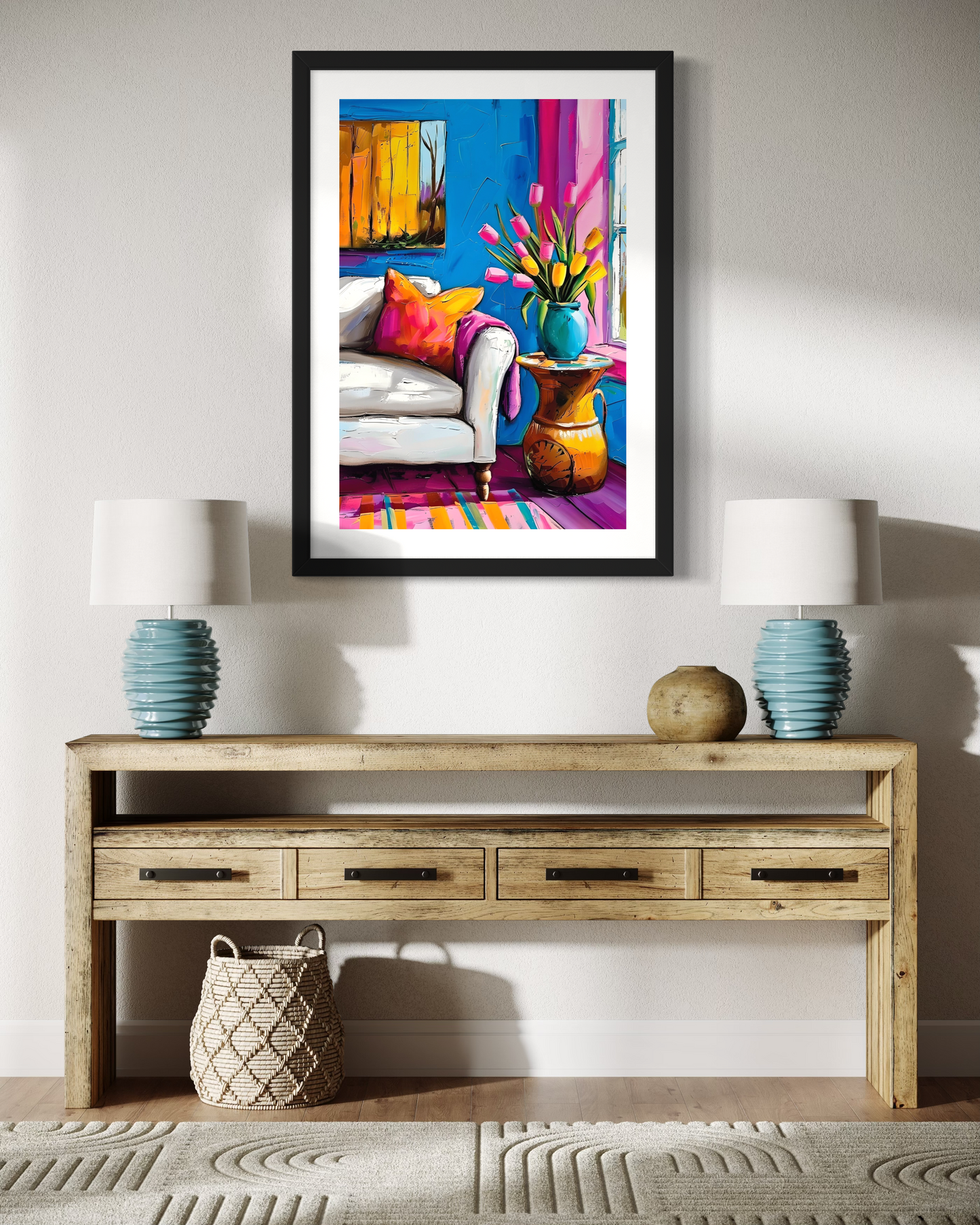 Contemporary Living Painting | Colorful Contemporary Living Artwork