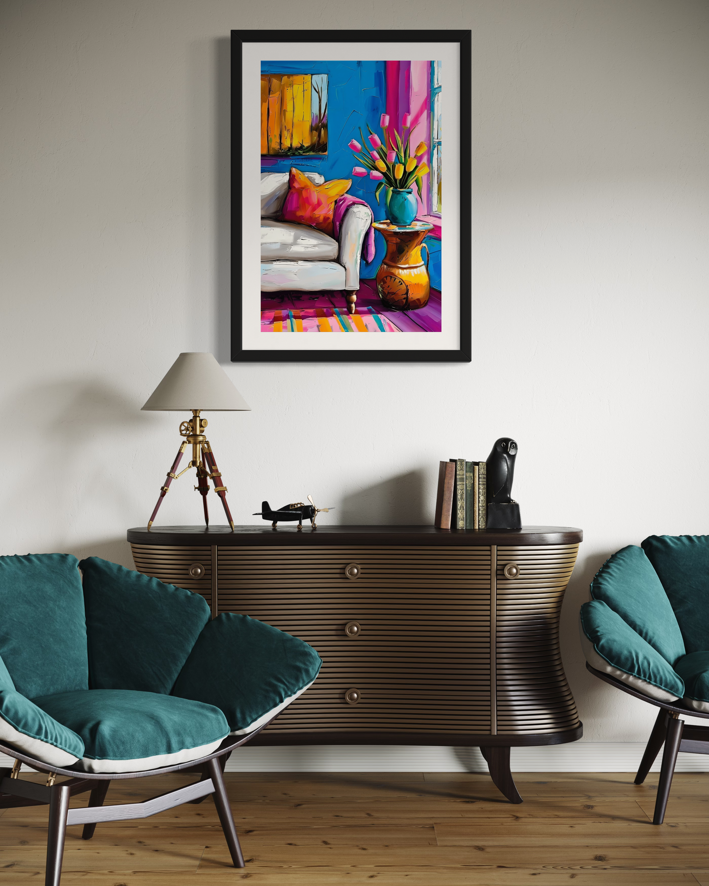 Contemporary Living Painting | Colorful Contemporary Living Artwork