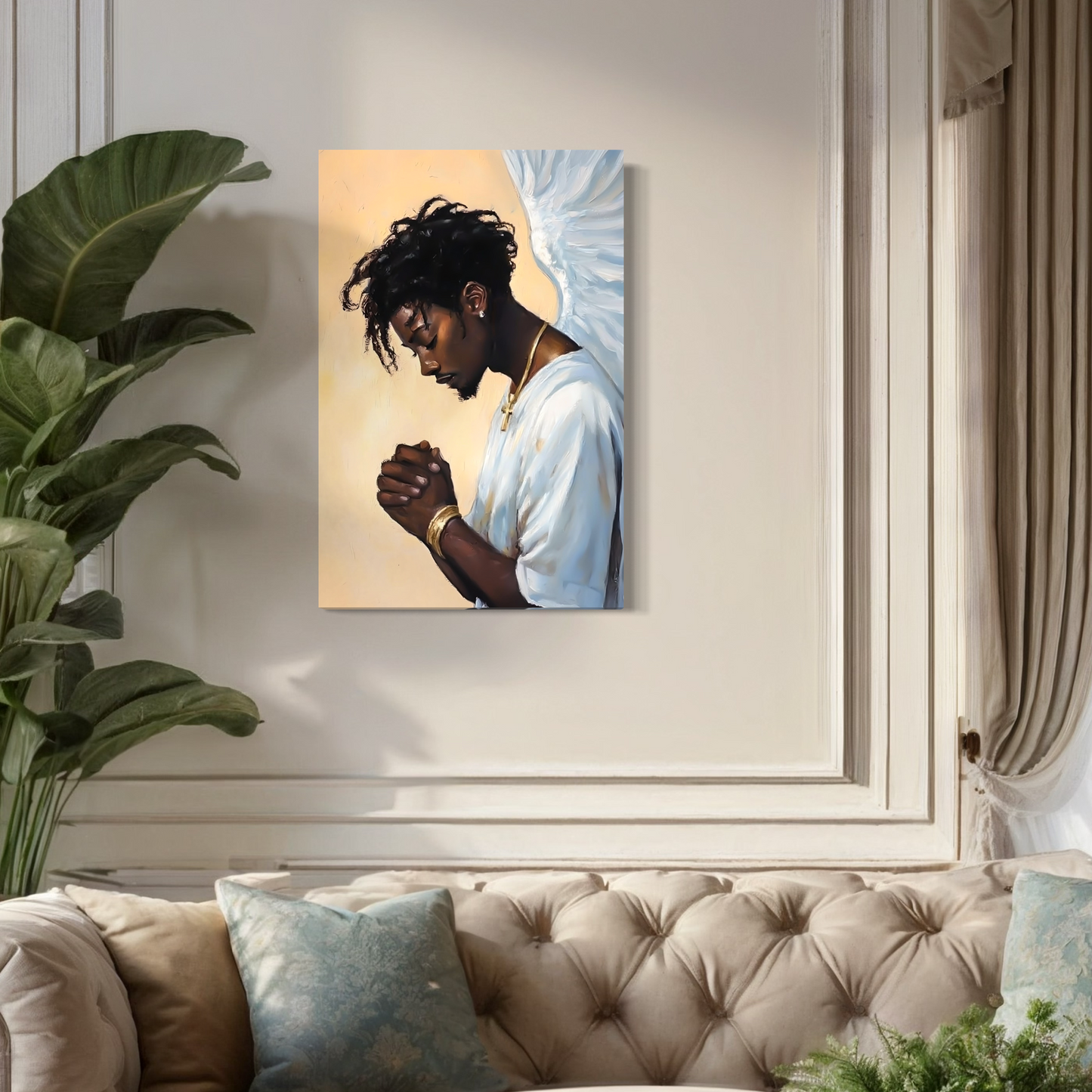 Digital Download | African American Religious Artwork | Black Angel Painting| Black Christian Painting