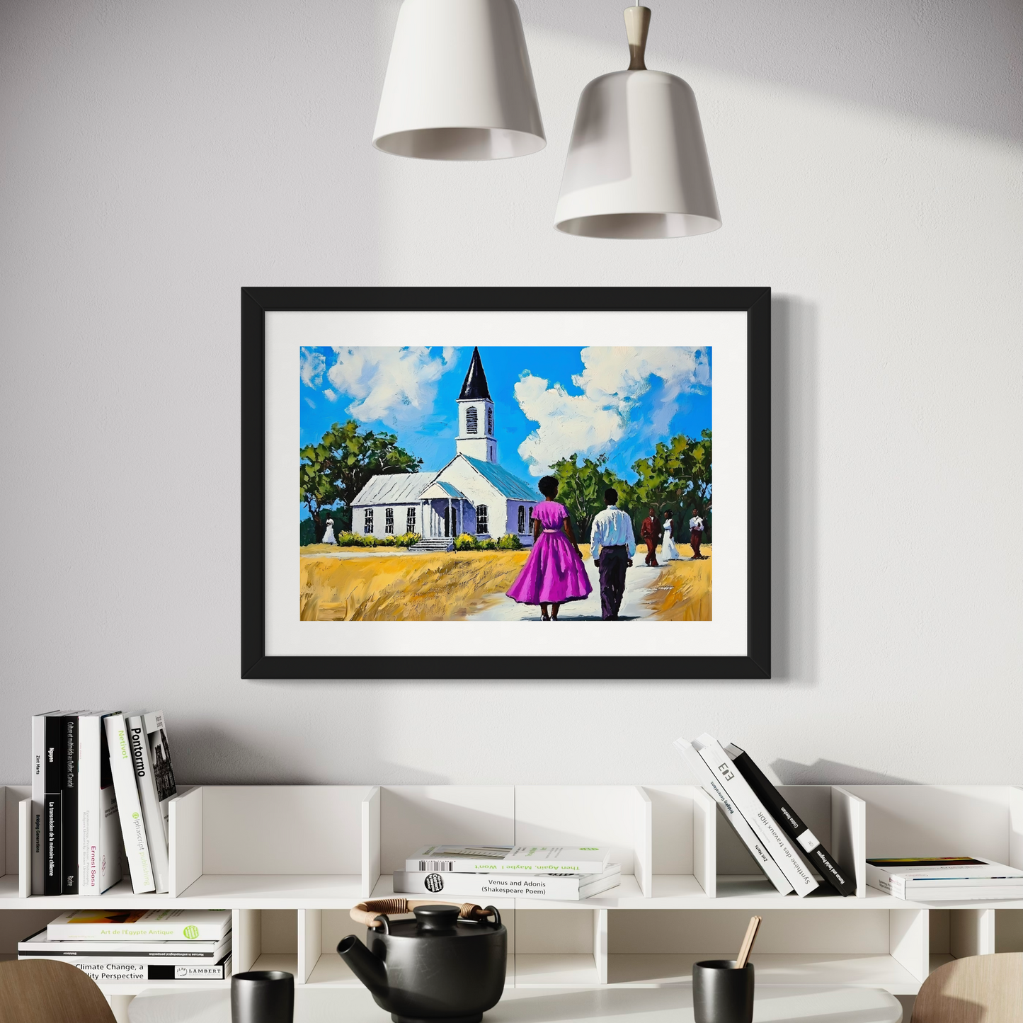 Digital Download | African American Religious Artwork | Sunday Meeting Painting | Black Christian Art