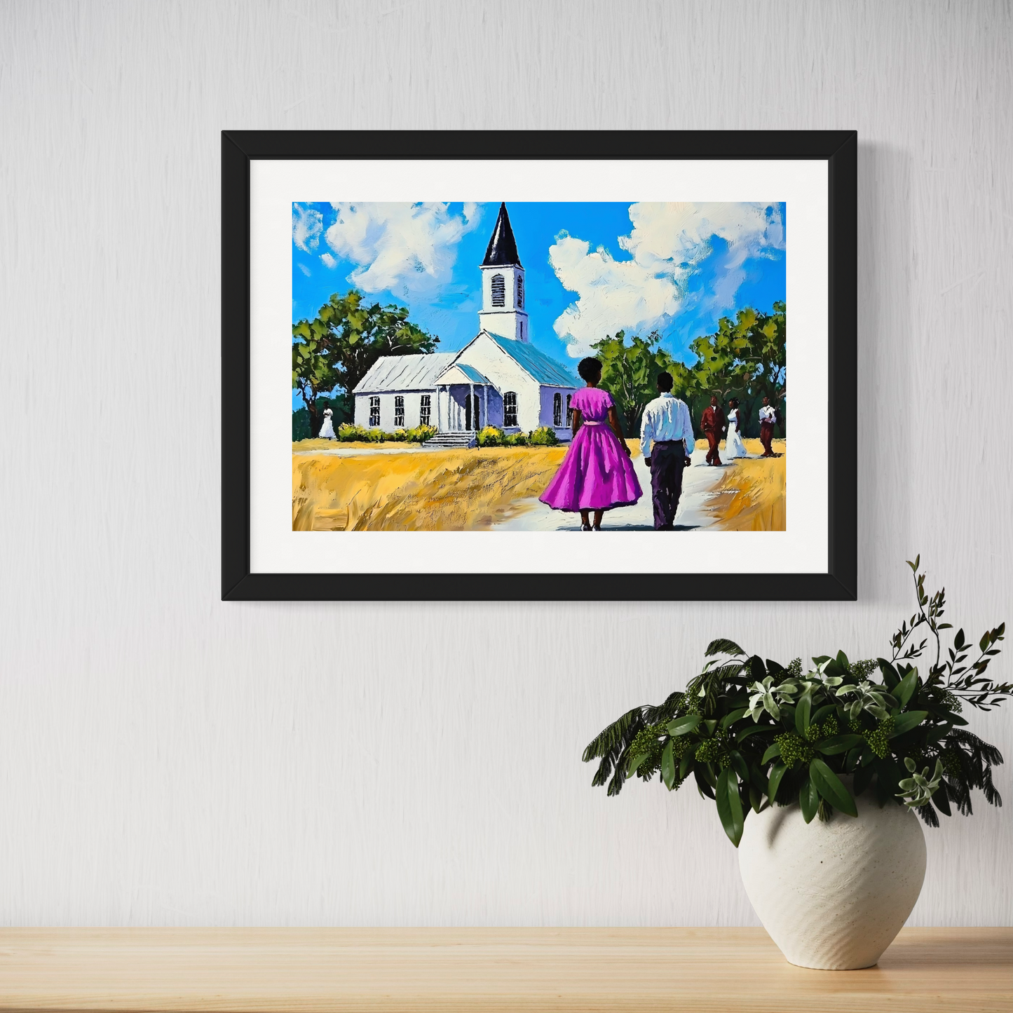 African American Religious Artwork | Sunday Meeting Painting | Black Christian Art