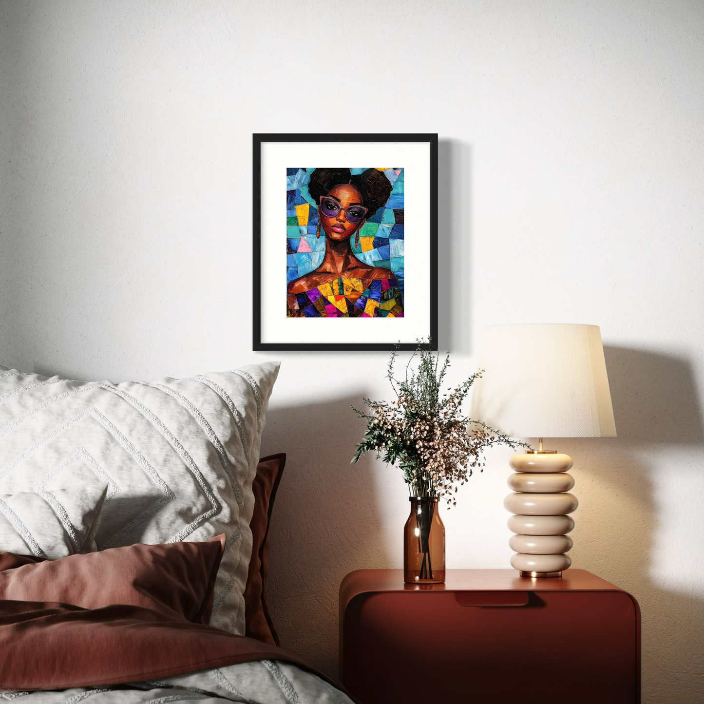 Black Woman Mosaic Painting | Contemporary African American Portrait Painting