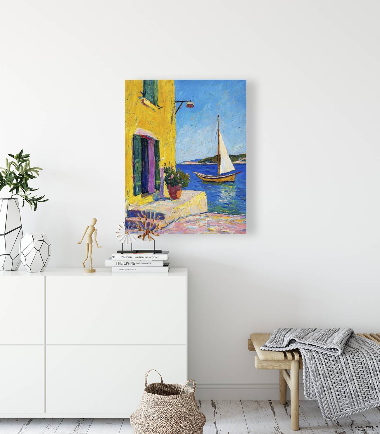 Nautical Landscape Painting| Large Canvas Print | Waterside Charm