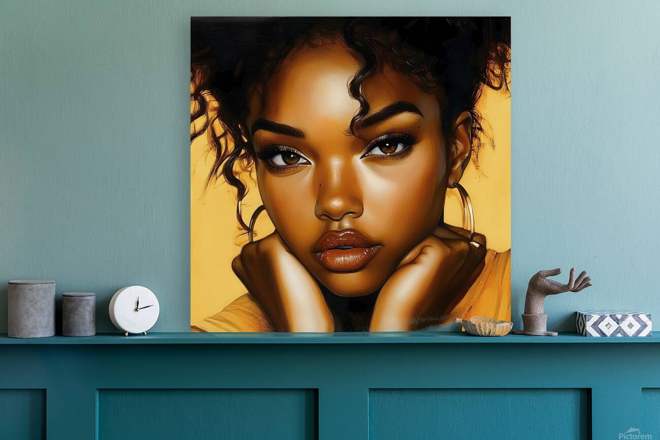 African American Portrait Artwork| Black Woman Contemporary Painting| Contemplating Riley