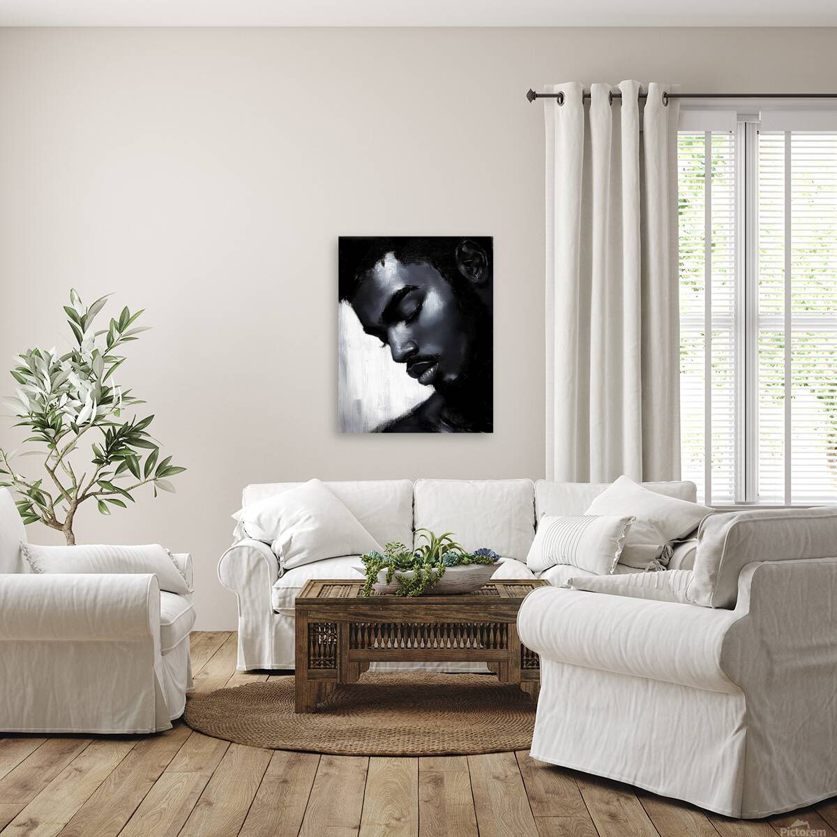 Black and White Portrait Painting| Monochrome African American Artwork| Devante