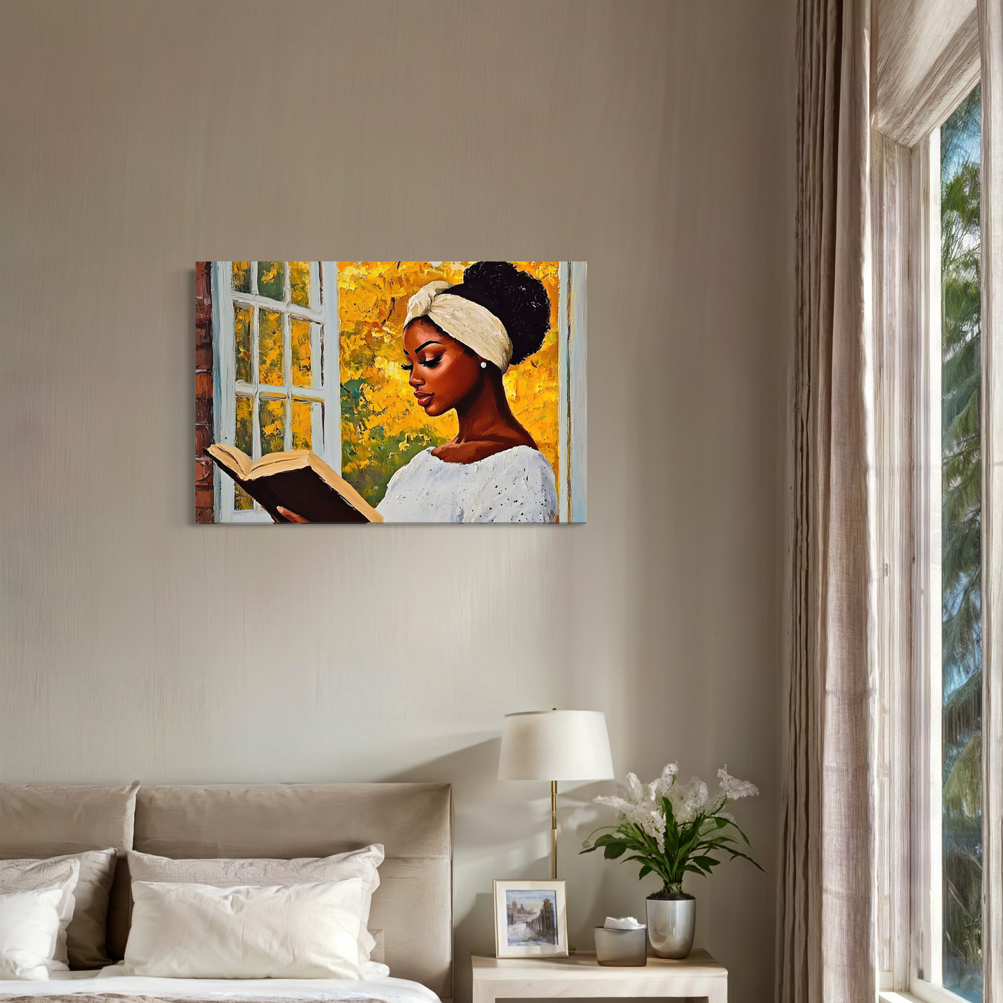 African American Portrait Painting | Black Woman Reading  Artwork