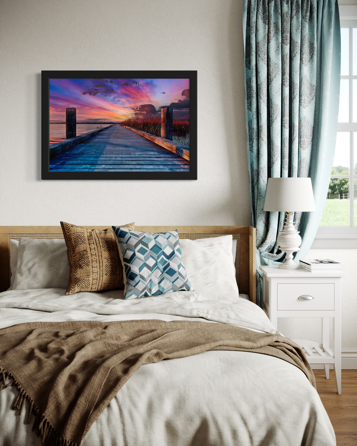 Sunset River Framed Poster | Landscape River Framed Artwork | Landscape Photography