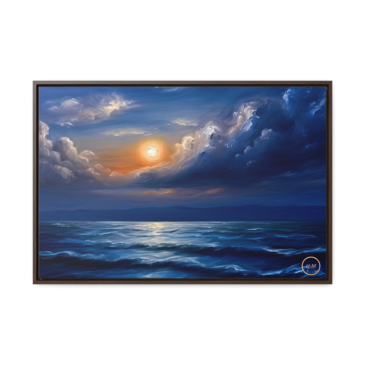 Blue Seas Landscape Gallery Canvas Wrap Painting, Tranquil Nautical Landscape Artwork