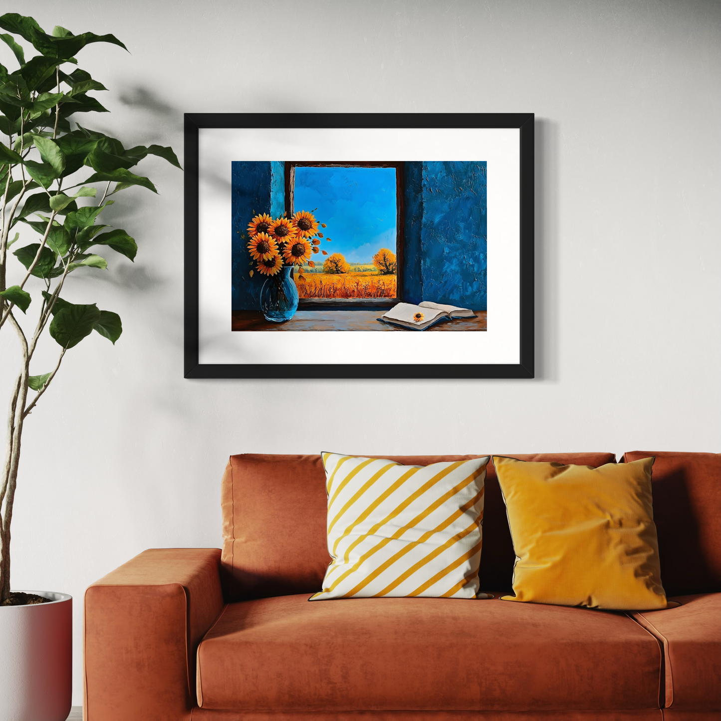 Digital Download | Floral Landscape Painting | Sunflower Artwork | Fall Sunflower Painting